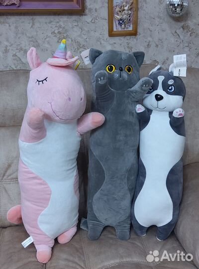 Серый кот-обнимашка - мягкая игрушка