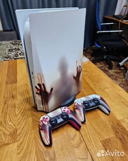 Виниловые наклейки на приставку ps5 с диском