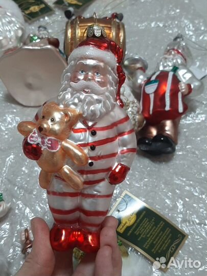 Дед морозы ёлочная игрушка стекло новая