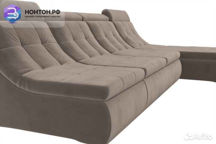 Диван угловой дельфин Холидей люкс велюр коричневы