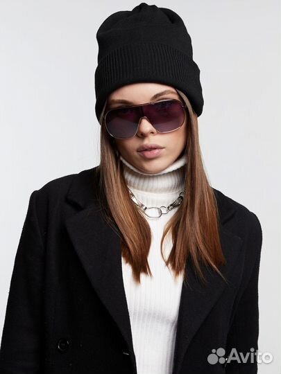 Двойная теплая шапка мелкой вязки Шапки Оптом