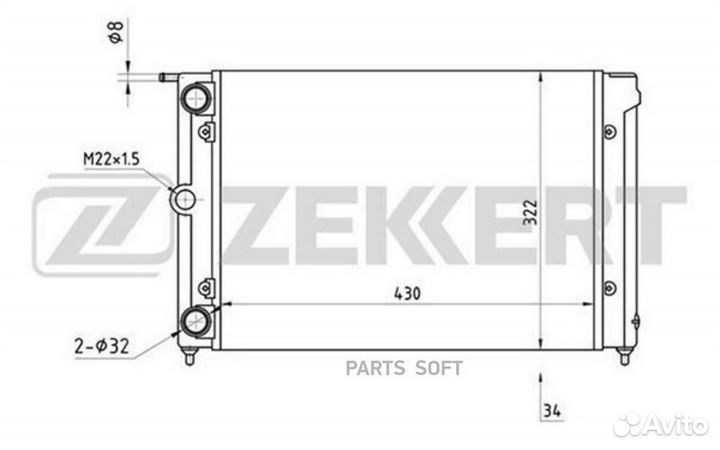 Радиатор охлаждения двигателя VW Golf II 83, Jetta