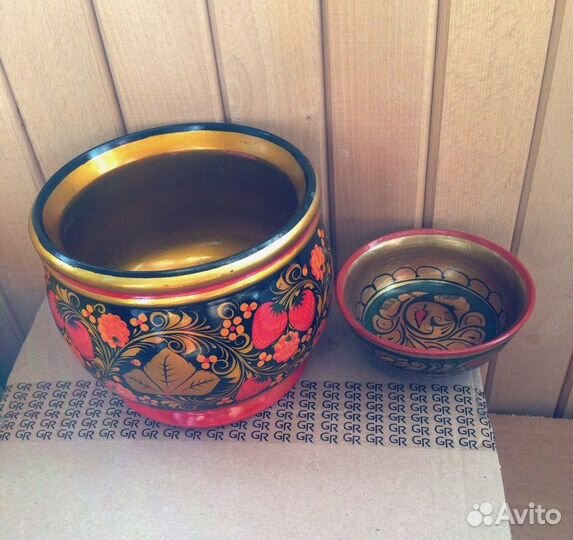 СССР Старая хохлома вазы плошки шкатулки блюдца