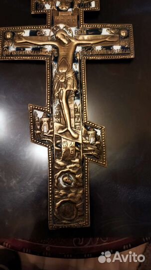 Крест распятие на 2 х эмали и икона кирик и улита