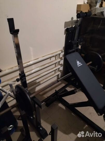 Скамья, стойки, шанга, гантели 80кг