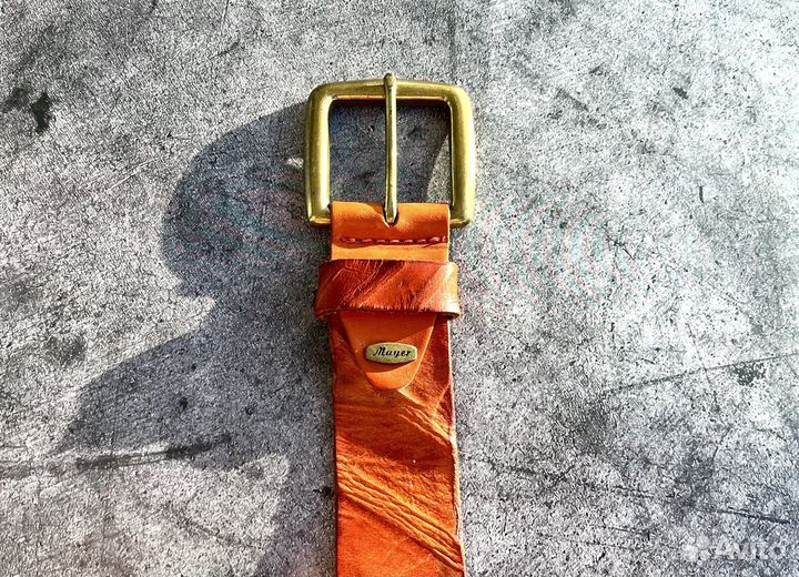 Мужской кожаный ремень коричневый новый