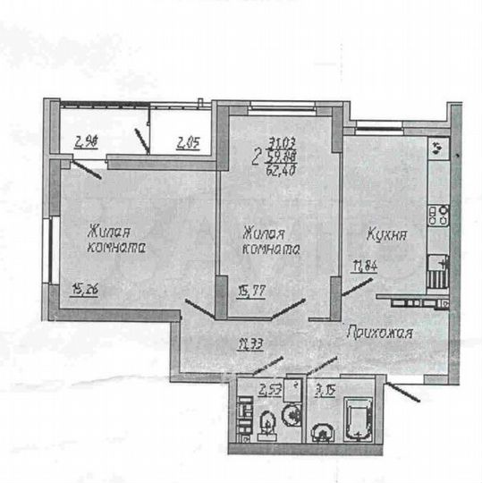 2-к. квартира, 60 м², 7/25 эт.