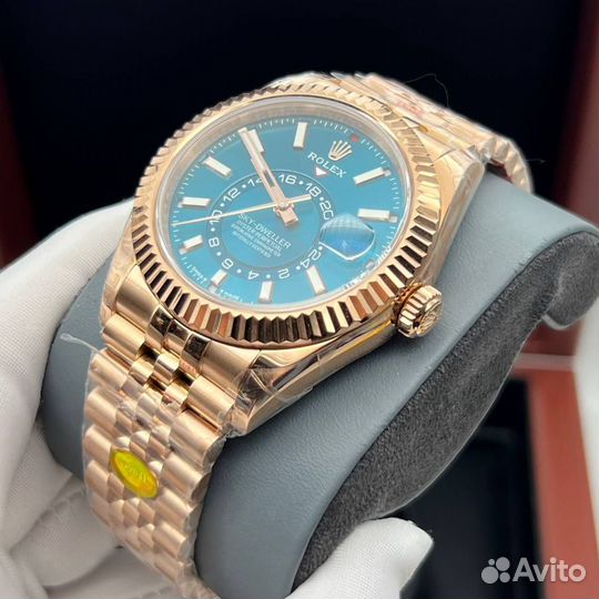 Rolex Sky Dweller blue gold часы