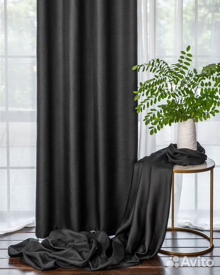 Шторы рогожка Орфей Черный