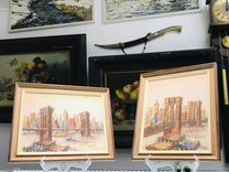 Парные картины Бруклинский Мост, масло/фанера