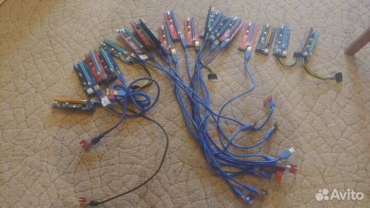 Райзера для видеокарт SATA Molex и 6 pin