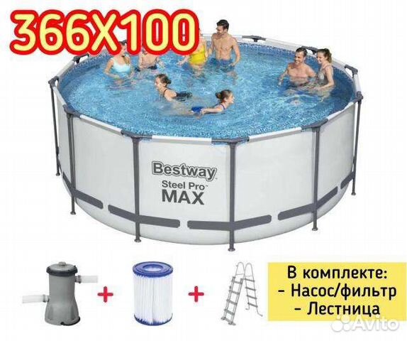 Каркасный бассейн 366 на 100