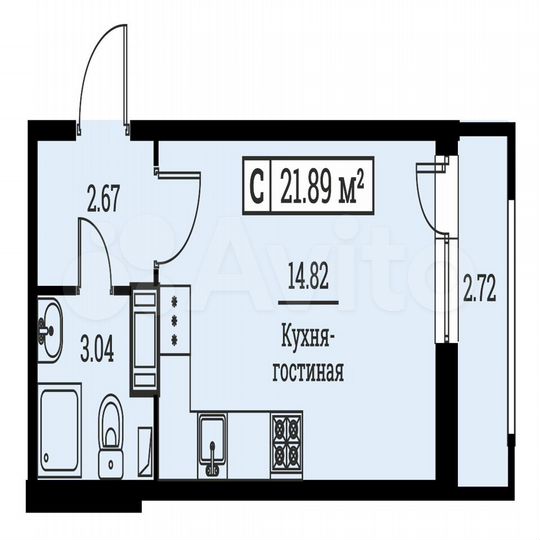 Квартира-студия, 21,9 м², 5/16 эт.