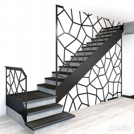 Лестница на металлокаркасе дизайн 4362