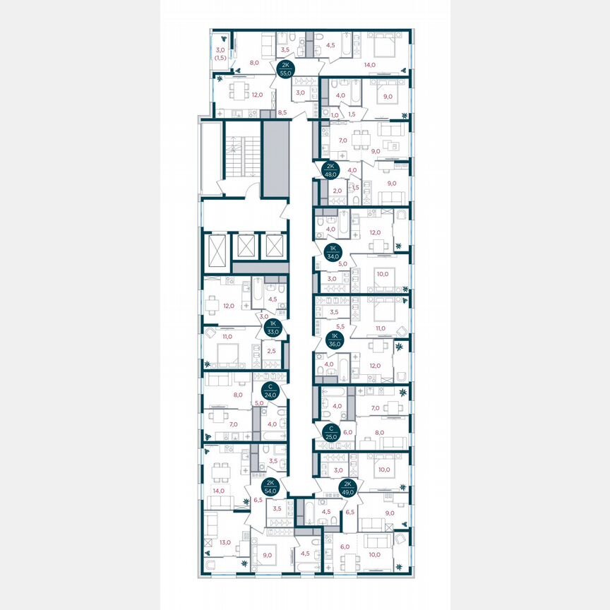 1-к. квартира, 34 м², 14/17 эт.