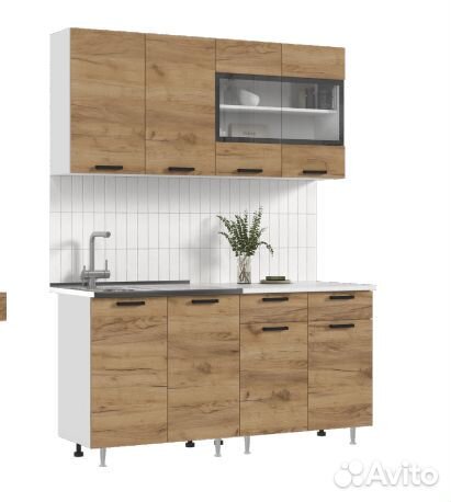 Лдсп Кухня Рио NEW 1,6м (Дуб Крафт (Антарес)