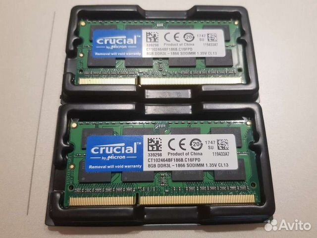 Crucial 2*8Гб Ddr3L 14900S 1.35V iMac