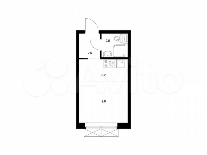 Квартира-студия, 20,2 м², 24/33 эт.
