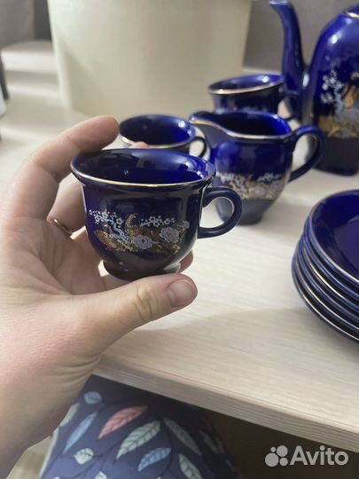 Кофейный сервиз, кобальт, Япония