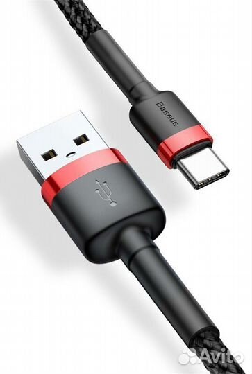 Кабель USB baseus Cafule, USB - Type-C, 2А, 2 м, к