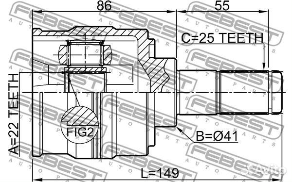 ШРУС внутренний левый febest, 1211SOL2WD