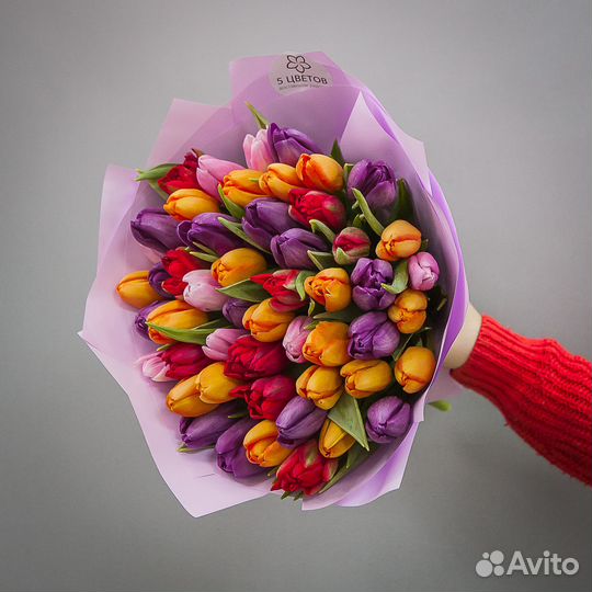 Букет 51 тюльпан микс, цветы доставка