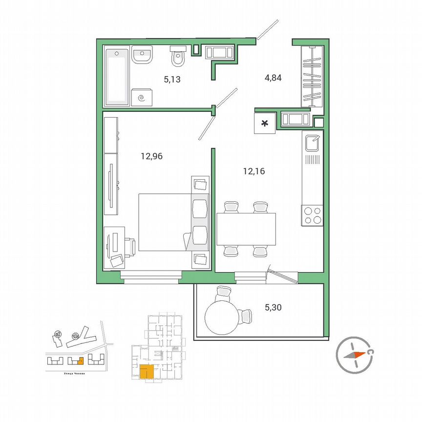 1-к. квартира, 36,8 м², 7/9 эт.