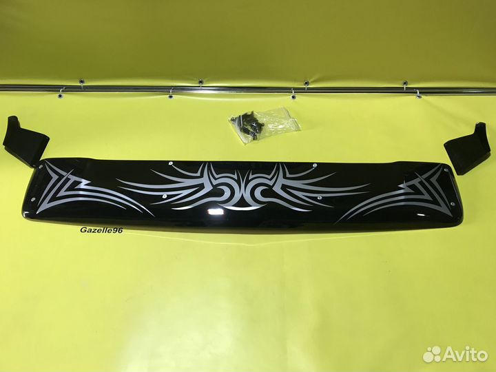 Козырек солнце. на Газель черный с рисунком