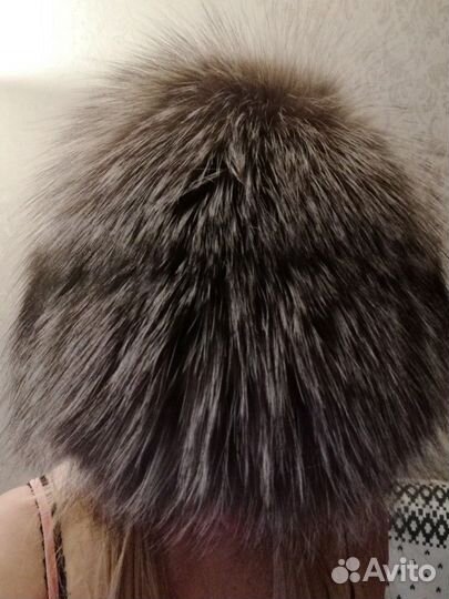 Шапка Чернобурка, вязаный мех