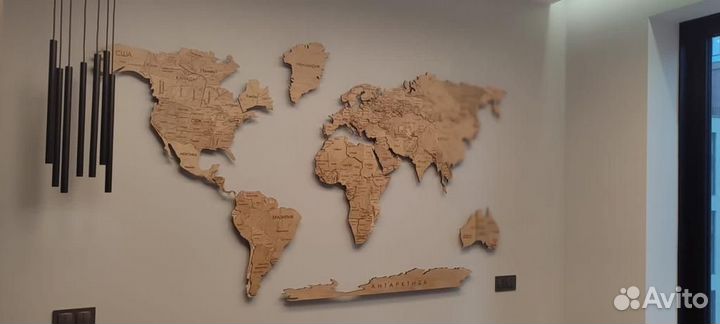 Карта мира на стену с подсветкой