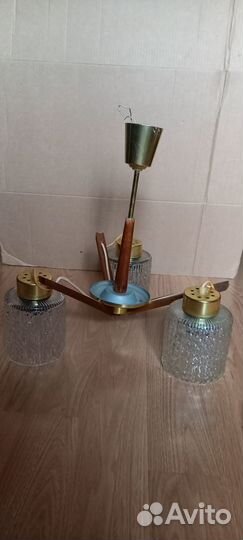Винтажная советская люстра 3-х рожковая