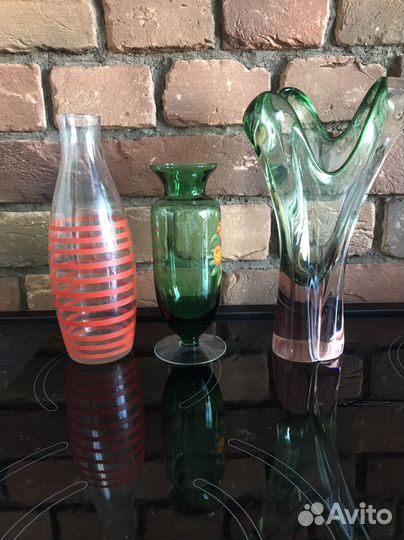 Ваза цветное стекло винтаж