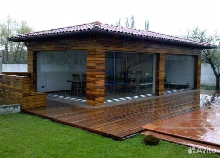 Безрамное раздвижное остекление