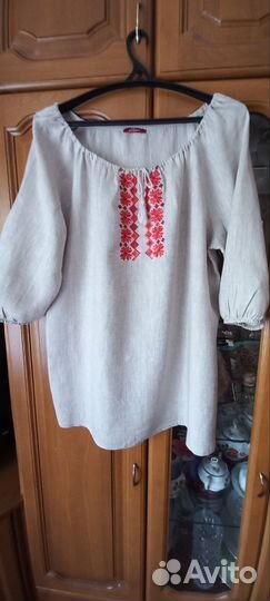 Вышиванка новая лен 100% р.52-54
