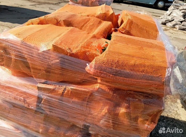 Дрова берёзовые сухие в сетках