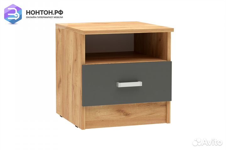 Тумба прикроватная Мартина графит / дуб крафт