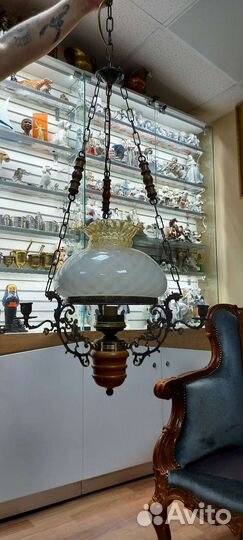 Винтажная электрическая люстра на три свечи