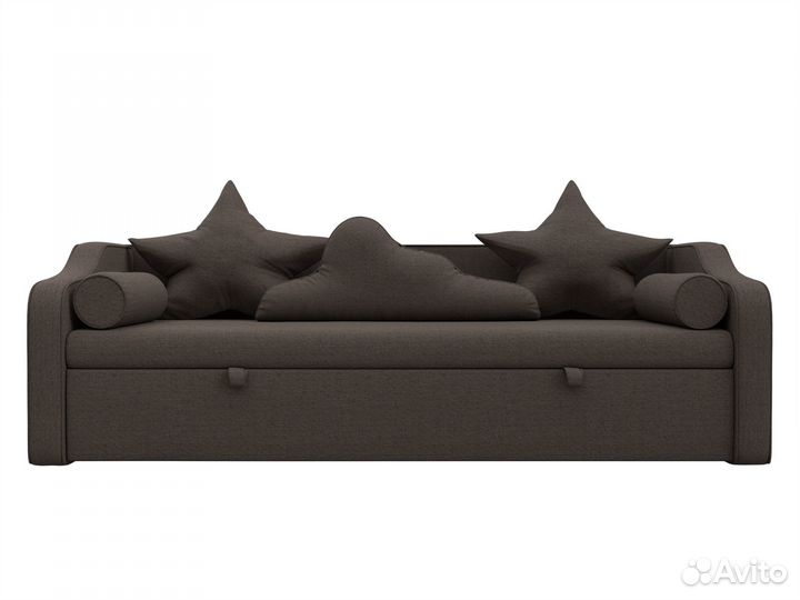 Диван детский прямой Рико, рогожка, амур коричневый