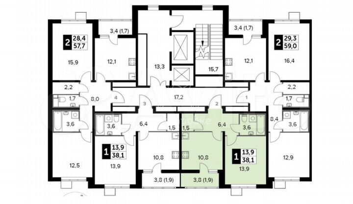 1-к. квартира, 38,1 м², 2/22 эт.