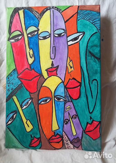 Картина интерьерная лица акрил на холсте 41х27