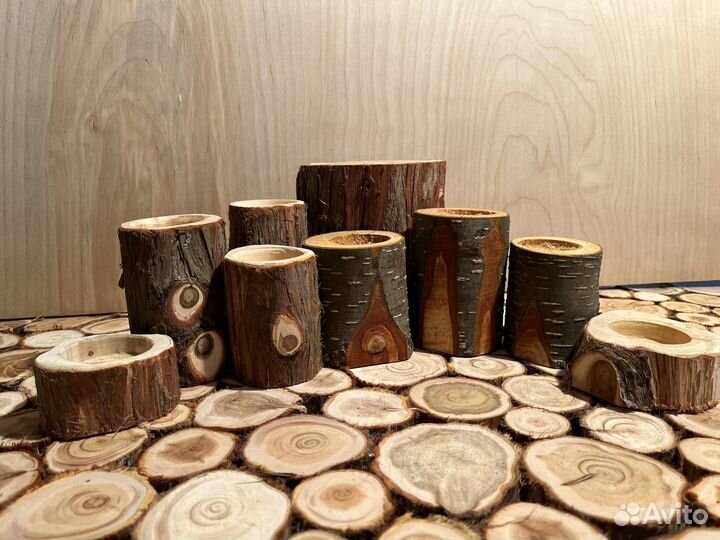 Подсвечник из можжевельника