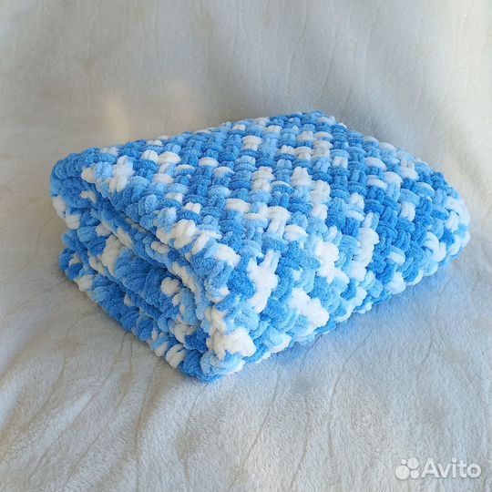 Плед детский вязаный ручная работа 75х95
