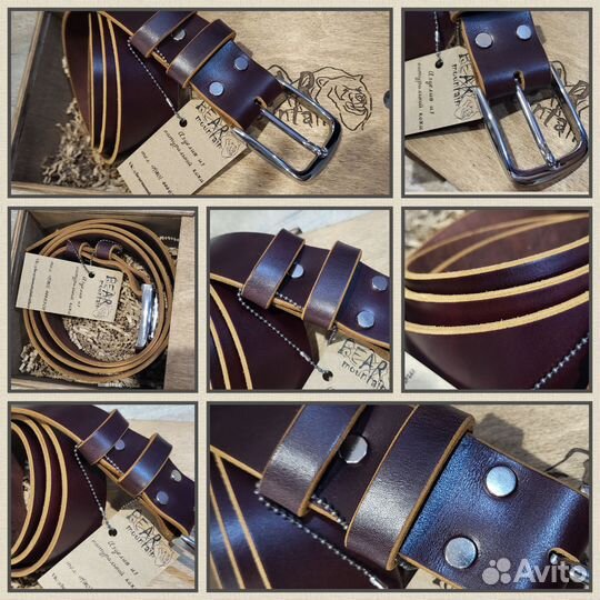 Мужской кожаный ремень ручной работы