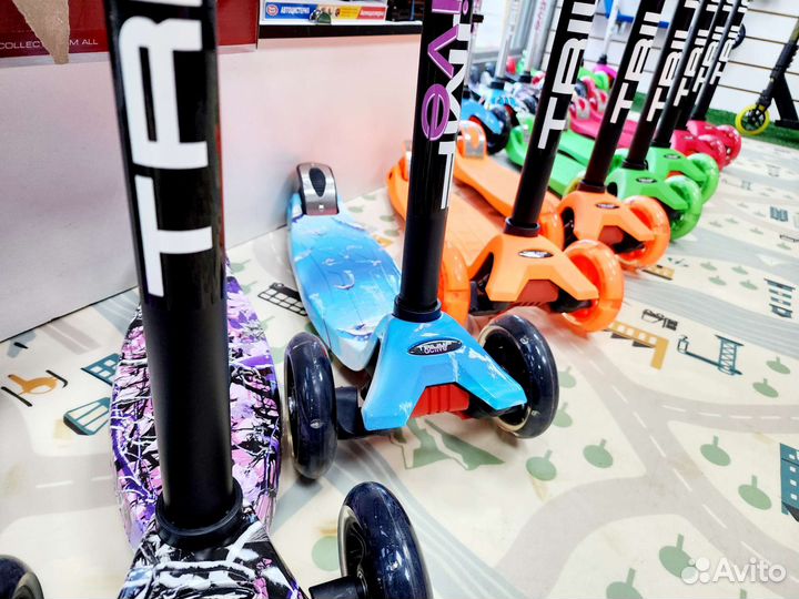 Самокат детский трехколесный светящиеся колёса