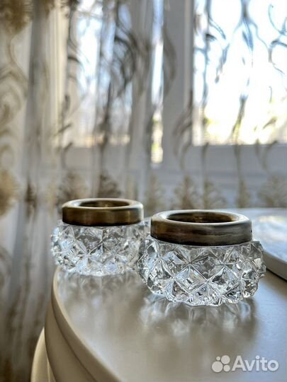 Подсвечник солонка хрусталь серебро 875 мюз7 СССР