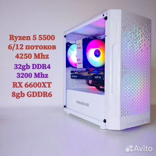 Игровой пк Ryzen 5 5500 RX 6600XT 32gb RAM