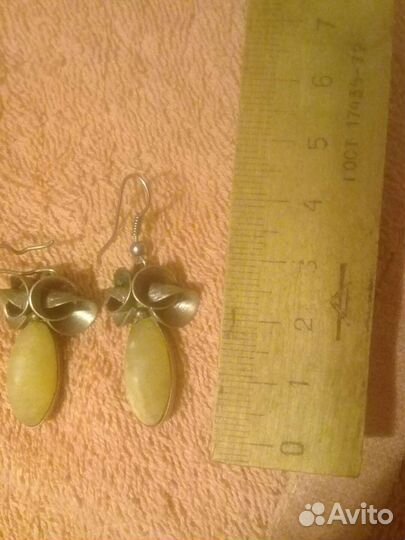 Серьги с натуральным камнем/оникс