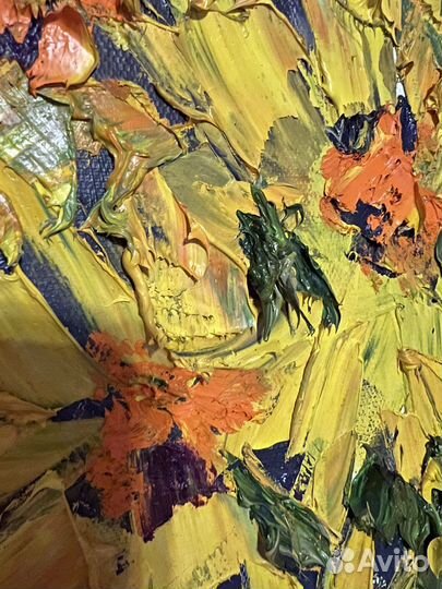 Картина маслом. В лучах заходящего солнаца