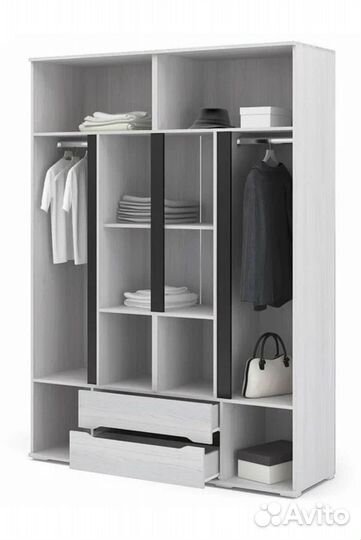 Шкаф четырехдверный с ящиками и зеркалами Валенсия