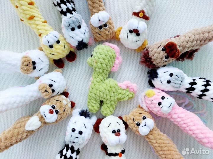 Вязаные игрушки альпака, лама единорожка